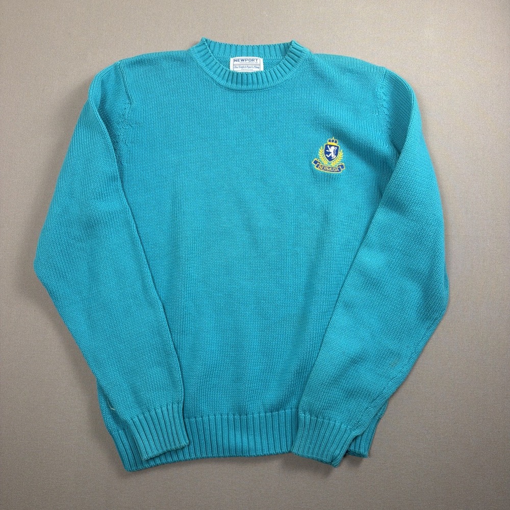 ENGLISH SPORTS SHOP Bermuda 100% Cotton Teal Crewneck Pullover Sweater XL